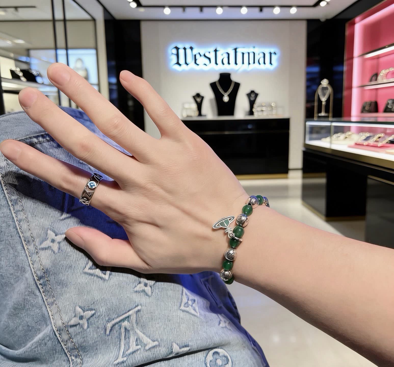 Vivienne Westwood Green Beaded Bracelet